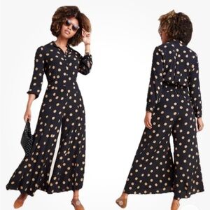 By Anthropologie Loveland Polka Dot Jumpsuit X Wide Leg Collared classy Sz 12